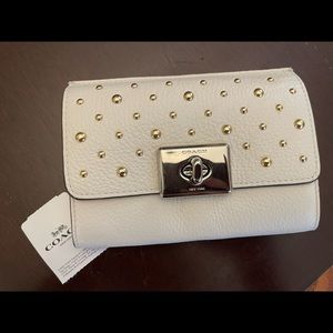 Winter White Studded Coach Wallet